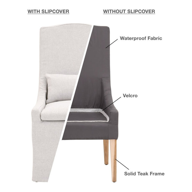 Essentials For Living Adele Outdoor Slipcover Dining Chair ~ Performance Blanca, Gray Teak