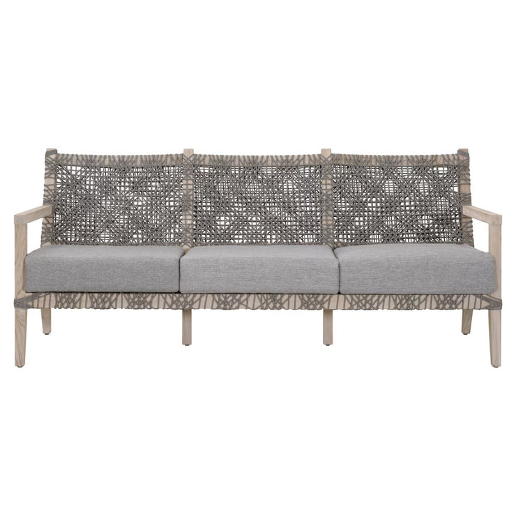 Essentials For Living Costa Outdoor 77” Sofa ~ Dove Flat Rope, Performance Dove, Gray Teak