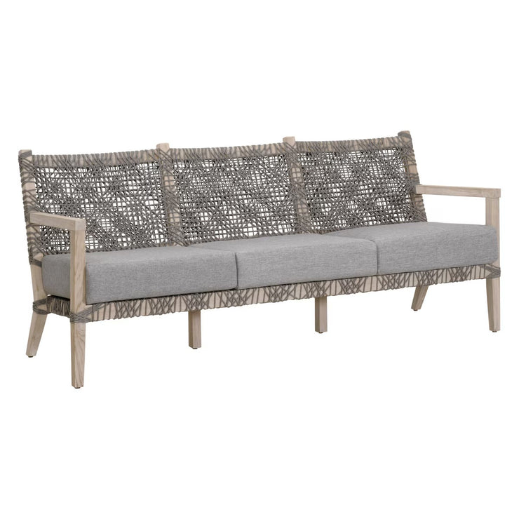 Essentials For Living Costa Outdoor 77” Sofa ~ Dove Flat Rope, Performance Dove, Gray Teak