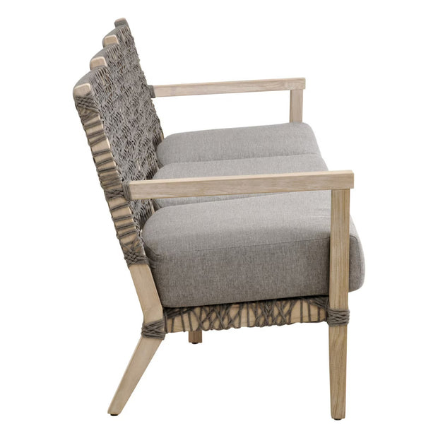 Essentials For Living Costa Outdoor 77” Sofa ~ Dove Flat Rope, Performance Dove, Gray Teak
