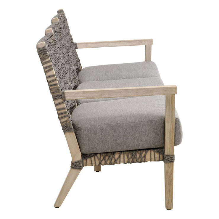 Essentials For Living Costa Outdoor 77” Sofa ~ Dove Flat Rope, Performance Dove, Gray Teak