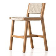 Four Hands Delano Outdoor Teak Counter Stool ~ Ivory Handwoven Rope