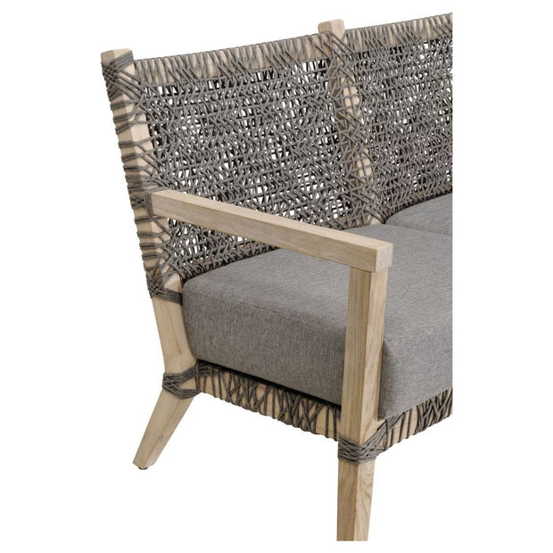 Essentials For Living Costa Outdoor 77” Sofa ~ Dove Flat Rope, Performance Dove, Gray Teak