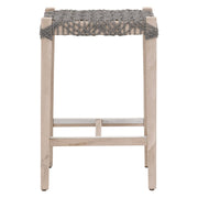 Essentials For Living Costa Outdoor Backless Counter Stool~ Dove Flat Rope, Gray Teak