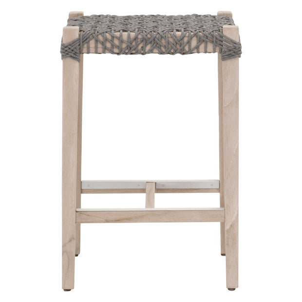 Essentials For Living Costa Outdoor Backless Counter Stool~ Dove Flat Rope, Gray Teak