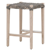 Essentials For Living Costa Outdoor Backless Counter Stool~ Dove Flat Rope, Gray Teak