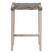 Essentials For Living Costa Outdoor Backless Counter Stool~ Dove Flat Rope, Gray Teak