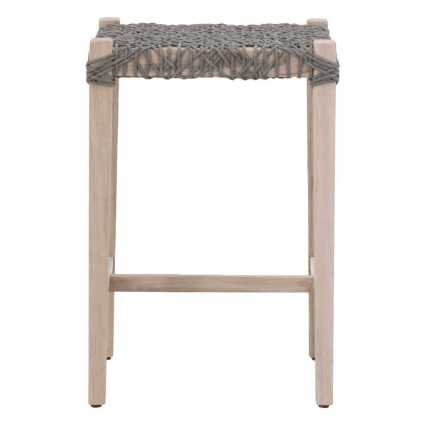Essentials For Living Costa Outdoor Backless Counter Stool~ Dove Flat Rope, Gray Teak
