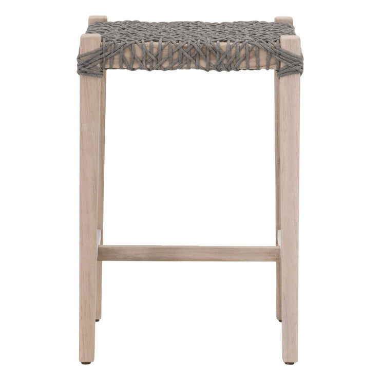 Essentials For Living Costa Outdoor Backless Counter Stool~ Dove Flat Rope, Gray Teak