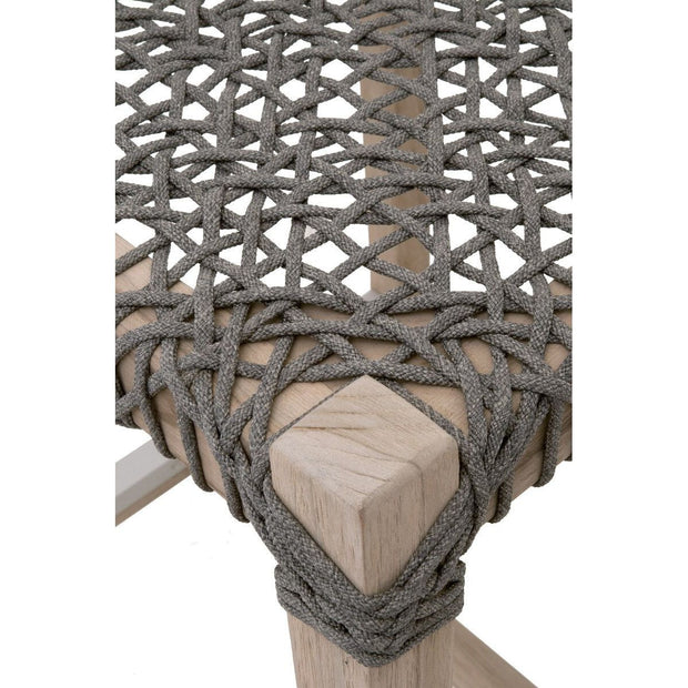Essentials For Living Costa Outdoor Backless Counter Stool~ Dove Flat Rope, Gray Teak