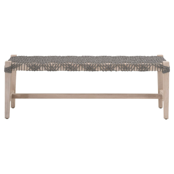 Essentials For Living Costa Outdoor Bench ~ Dove Flat Rope, Gray Teak