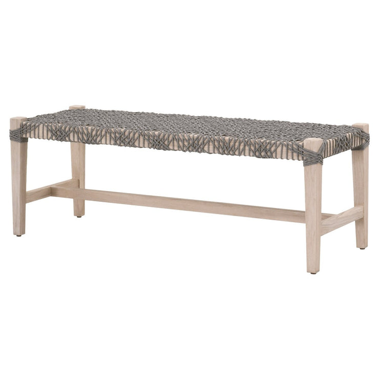 Essentials For Living Costa Outdoor Bench ~ Dove Flat Rope, Gray Teak
