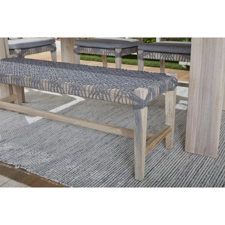 Essentials For Living Costa Outdoor Bench ~ Dove Flat Rope, Gray Teak