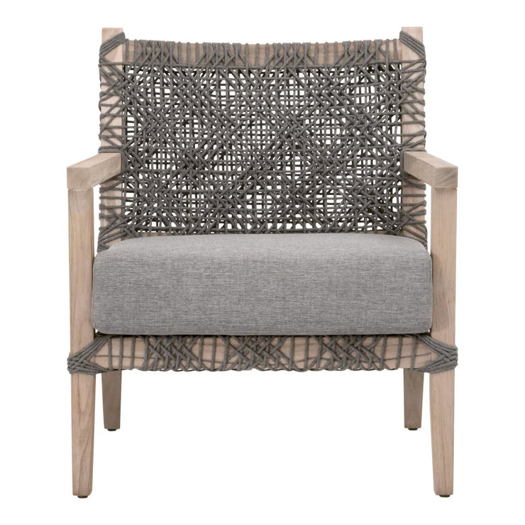 Essentials For Living Costa Outdoor Club Chair ~ Dove Flat Rope, Performance Dove, Gray Teak
