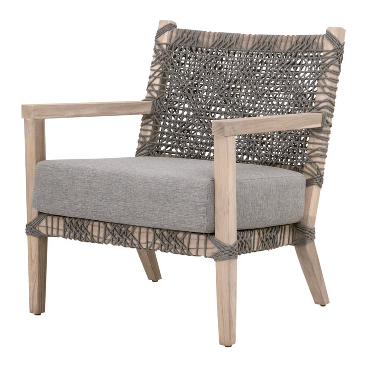 Essentials For Living Costa Outdoor Club Chair ~ Dove Flat Rope, Performance Dove, Gray Teak