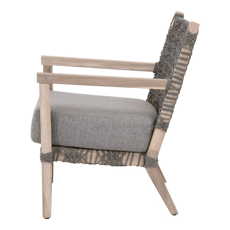 Essentials For Living Costa Outdoor Club Chair ~ Dove Flat Rope, Performance Dove, Gray Teak