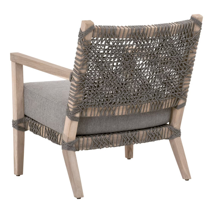 Essentials For Living Costa Outdoor Club Chair ~ Dove Flat Rope, Performance Dove, Gray Teak