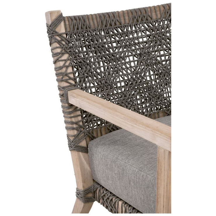 Essentials For Living Costa Outdoor Club Chair ~ Dove Flat Rope, Performance Dove, Gray Teak
