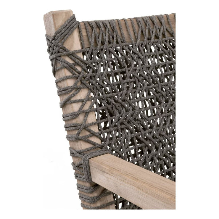 Essentials For Living Costa Outdoor Club Chair ~ Dove Flat Rope, Performance Dove, Gray Teak