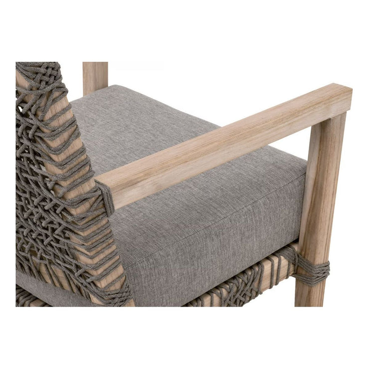 Essentials For Living Costa Outdoor Club Chair ~ Dove Flat Rope, Performance Dove, Gray Teak