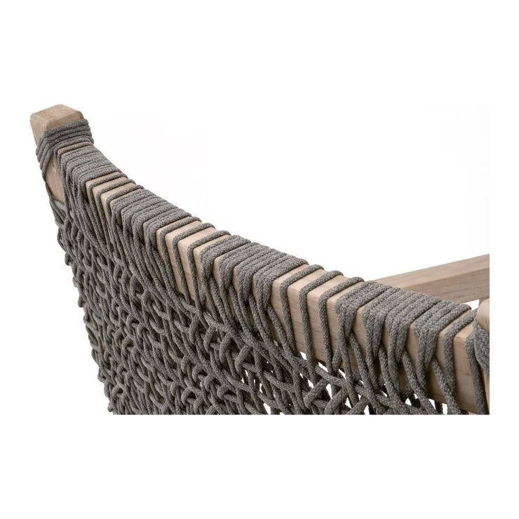 Essentials For Living Costa Outdoor Club Chair ~ Dove Flat Rope, Performance Dove, Gray Teak