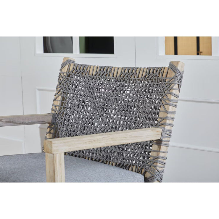 Essentials For Living Costa Outdoor Club Chair ~ Dove Flat Rope, Performance Dove, Gray Teak
