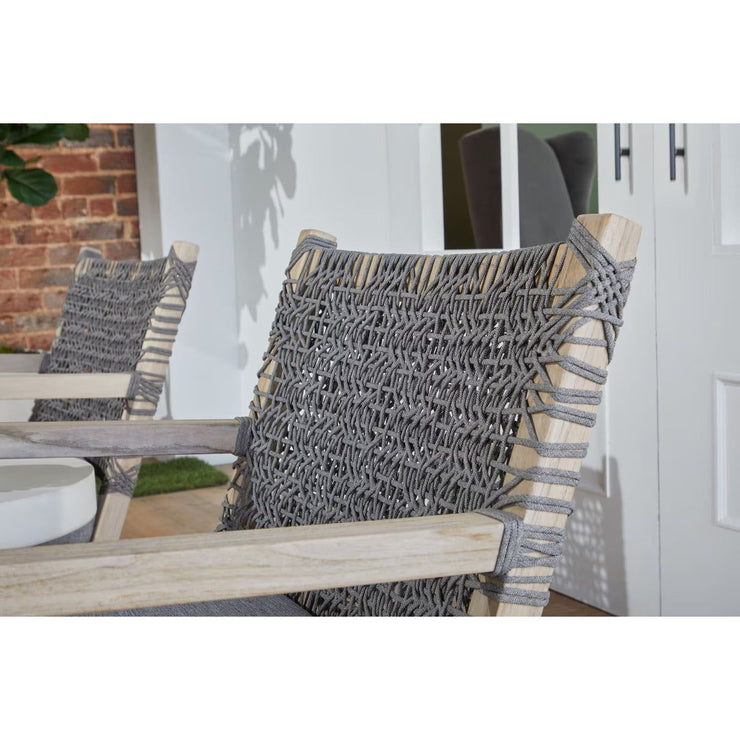 Essentials For Living Costa Outdoor Club Chair ~ Dove Flat Rope, Performance Dove, Gray Teak
