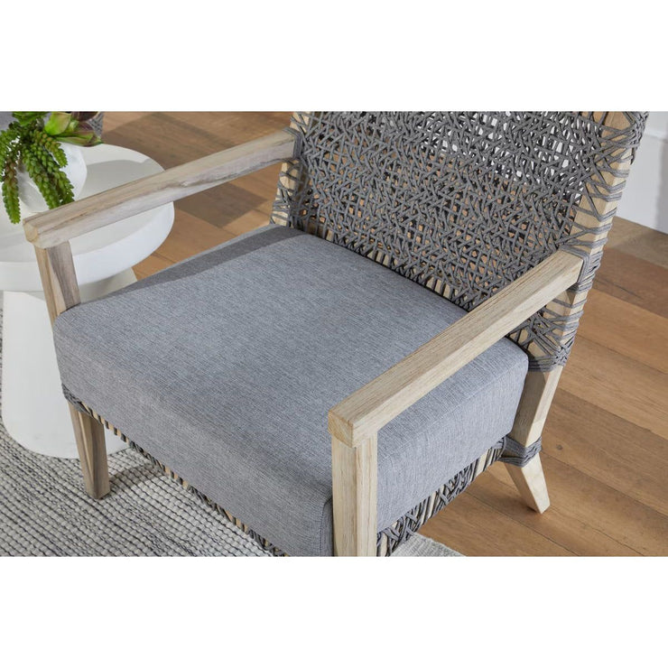 Essentials For Living Costa Outdoor Club Chair ~ Dove Flat Rope, Performance Dove, Gray Teak