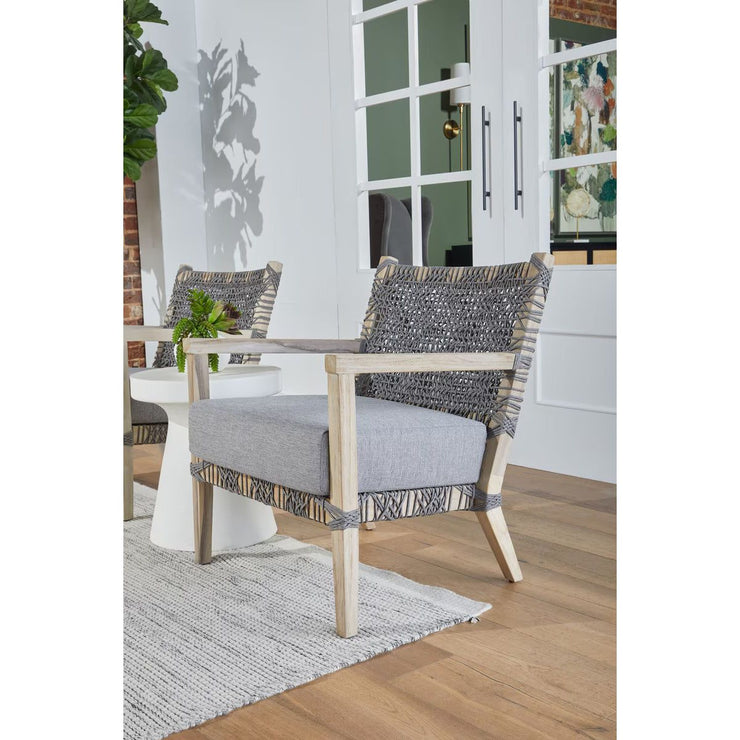 Essentials For Living Costa Outdoor Club Chair ~ Dove Flat Rope, Performance Dove, Gray Teak