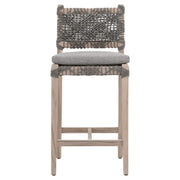 Essentials For Living Costa Outdoor Counter Stool ~ Dove Flat Rope, Performance Dove, Gray Teak