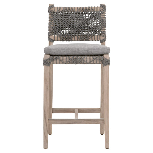 Essentials For Living Costa Outdoor Counter Stool ~ Dove Flat Rope, Performance Dove, Gray Teak
