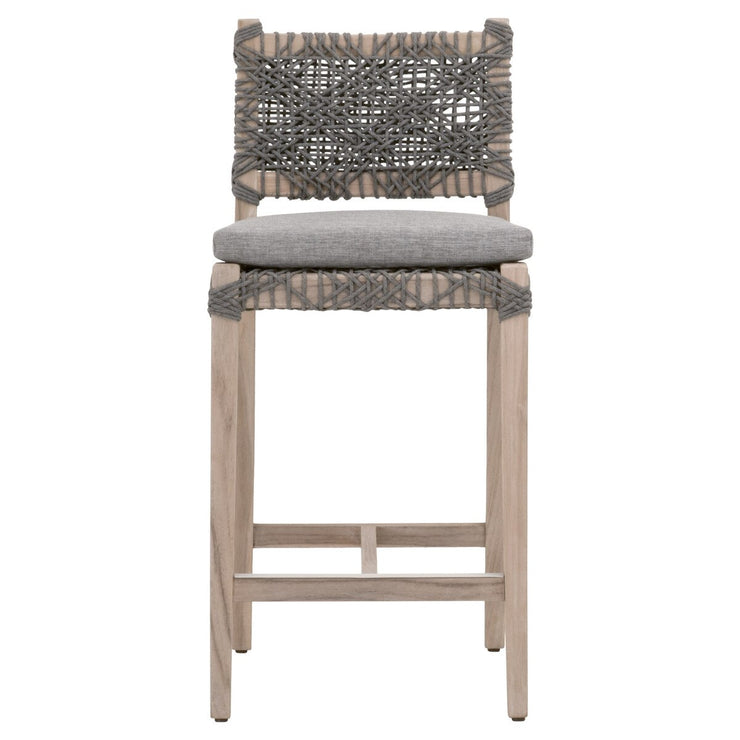Essentials For Living Costa Outdoor Counter Stool ~ Dove Flat Rope, Performance Dove, Gray Teak