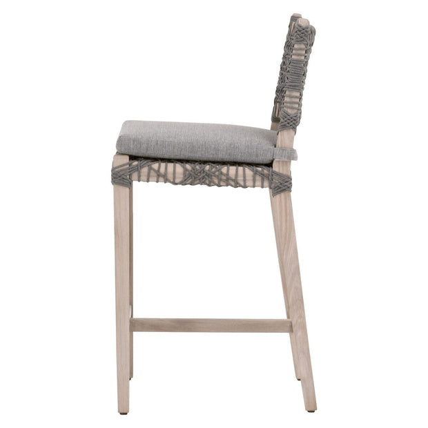 Essentials For Living Costa Outdoor Counter Stool ~ Dove Flat Rope, Performance Dove, Gray Teak