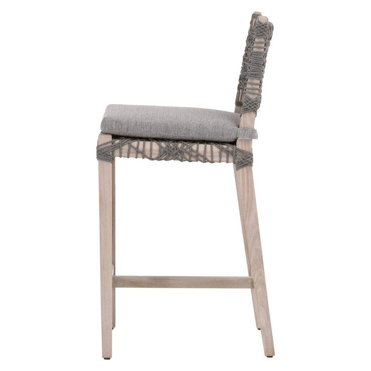 Essentials For Living Costa Outdoor Counter Stool ~ Dove Flat Rope, Performance Dove, Gray Teak