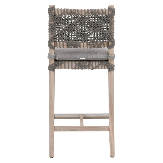 Essentials For Living Costa Outdoor Counter Stool ~ Dove Flat Rope, Performance Dove, Gray Teak