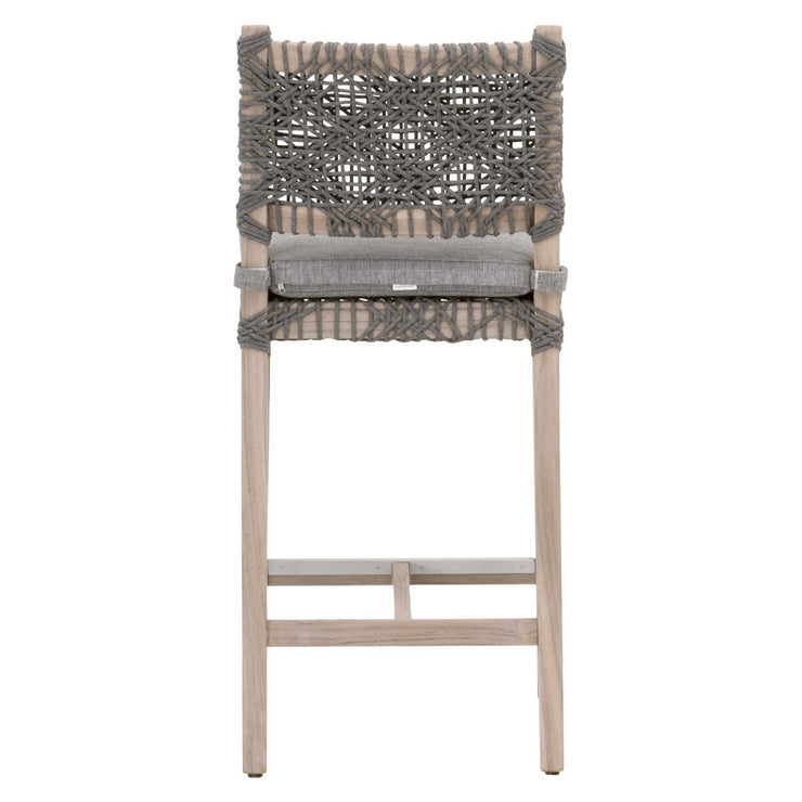 Essentials For Living Costa Outdoor Counter Stool ~ Dove Flat Rope, Performance Dove, Gray Teak