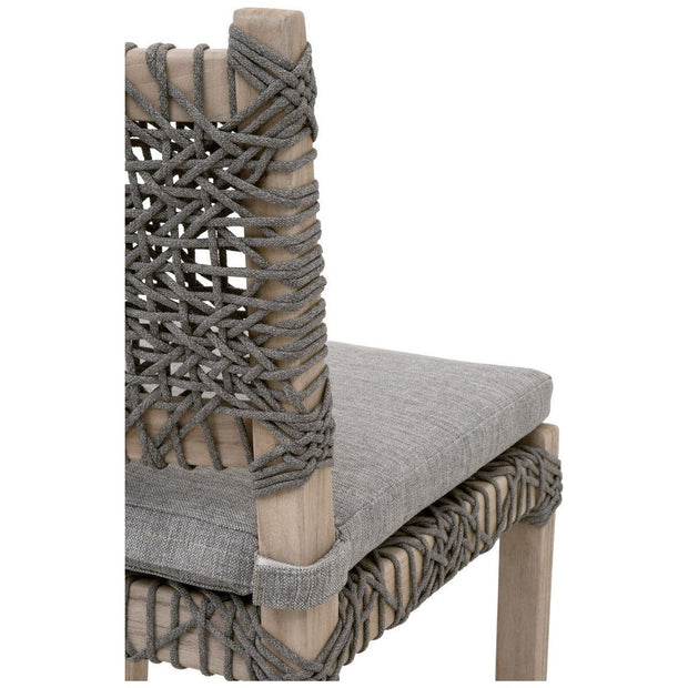 Essentials For Living Costa Outdoor Counter Stool ~ Dove Flat Rope, Performance Dove, Gray Teak