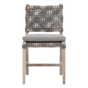 Essentials For Living Costa Outdoor Dining Chair ~ Dove Flat Rope, Performance Dove, Gray Teak