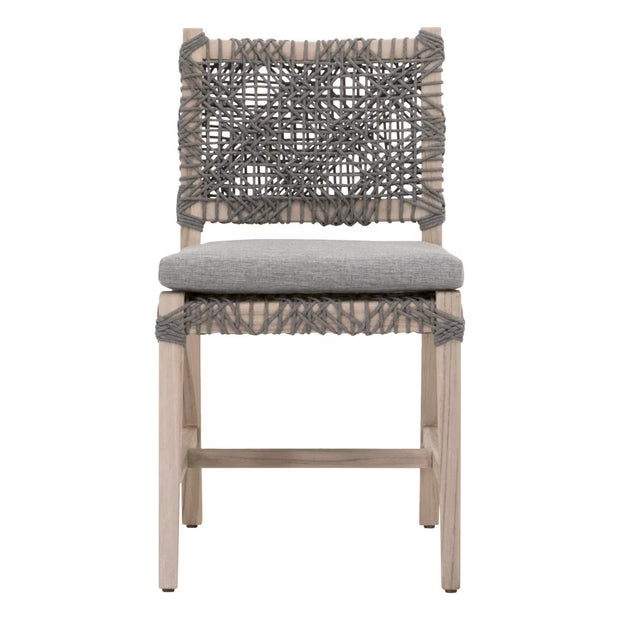 Essentials For Living Costa Outdoor Dining Chair ~ Dove Flat Rope, Performance Dove, Gray Teak