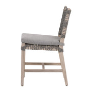 Essentials For Living Costa Outdoor Dining Chair ~ Dove Flat Rope, Performance Dove, Gray Teak