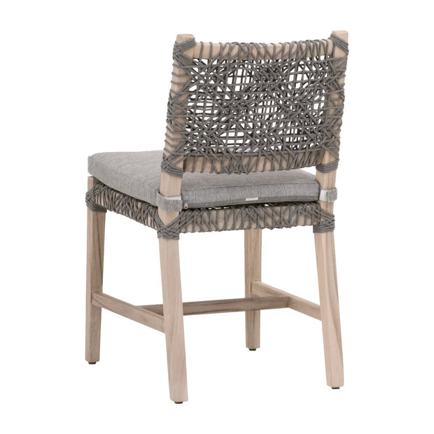 Essentials For Living Costa Outdoor Dining Chair ~ Dove Flat Rope, Performance Dove, Gray Teak