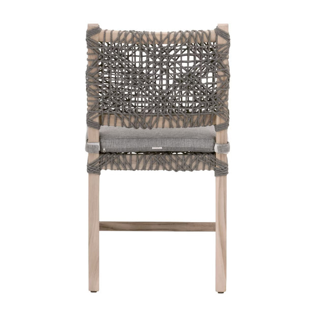 Essentials For Living Costa Outdoor Dining Chair ~ Dove Flat Rope, Performance Dove, Gray Teak