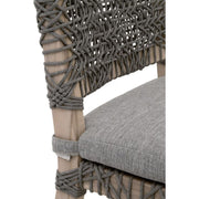 Essentials For Living Costa Outdoor Dining Chair ~ Dove Flat Rope, Performance Dove, Gray Teak