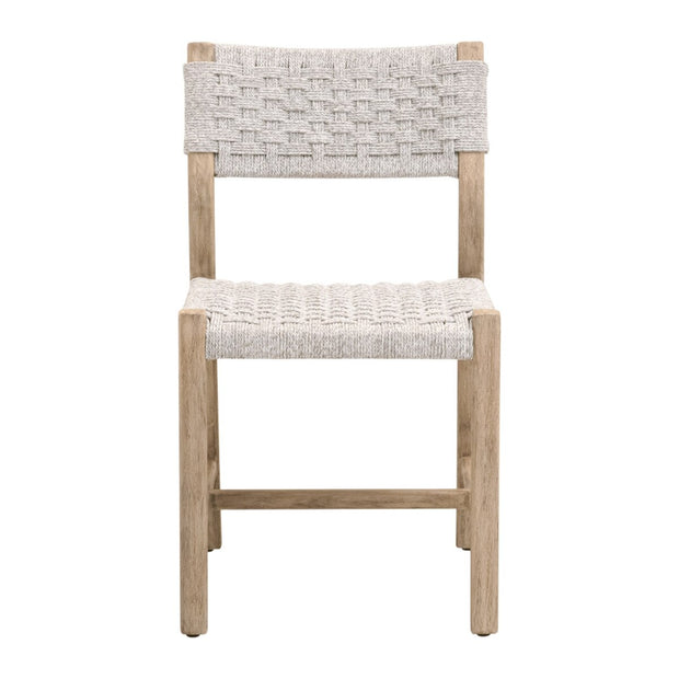 Essentials For Living Kitts Outdoor Dining Chair ~ White Speckle Twist Rope, Weathered Ever Teak