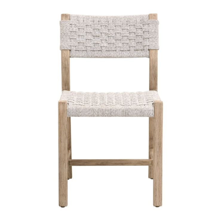 Essentials For Living Kitts Outdoor Dining Chair ~ White Speckle Twist Rope, Weathered Ever Teak