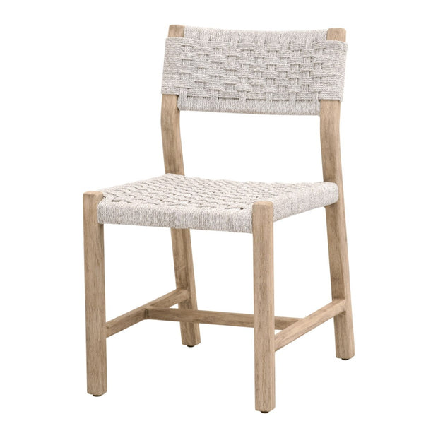 Essentials For Living Kitts Outdoor Dining Chair ~ White Speckle Twist Rope, Weathered Ever Teak