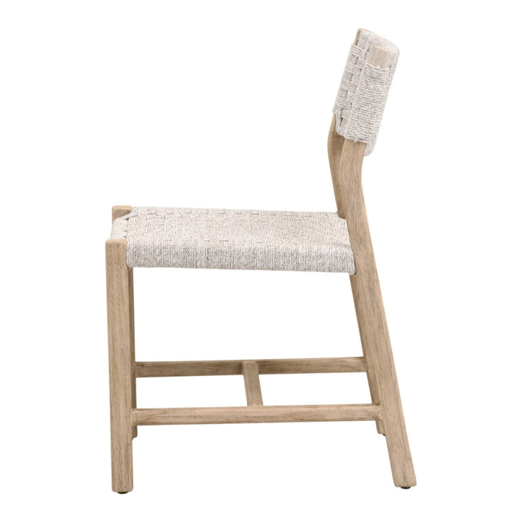 Essentials For Living Kitts Outdoor Dining Chair ~ White Speckle Twist Rope, Weathered Ever Teak