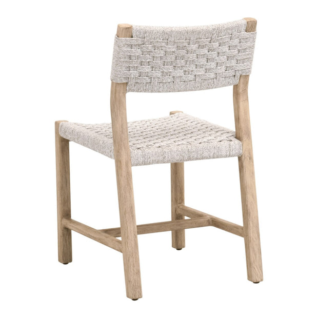 Essentials For Living Kitts Outdoor Dining Chair ~ White Speckle Twist Rope, Weathered Ever Teak