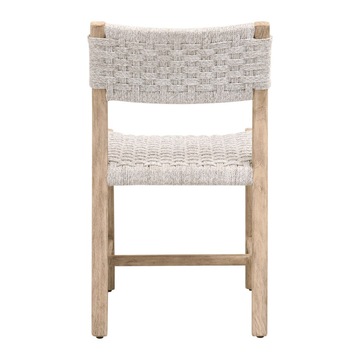 Essentials For Living Kitts Outdoor Dining Chair ~ White Speckle Twist Rope, Weathered Ever Teak