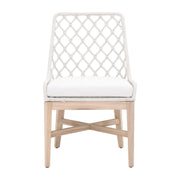 Essentials For Living Lattis Outdoor Dining Chair ~ White Speckle Flat Rope, Performance White Speckle, Gray Teak